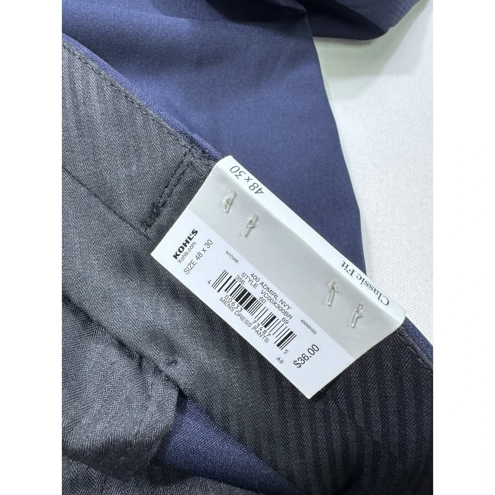 Croft & Barrow Easy Care Dress Pant Men 48x30 (48x29.5) NWT Admiral Navy Classic